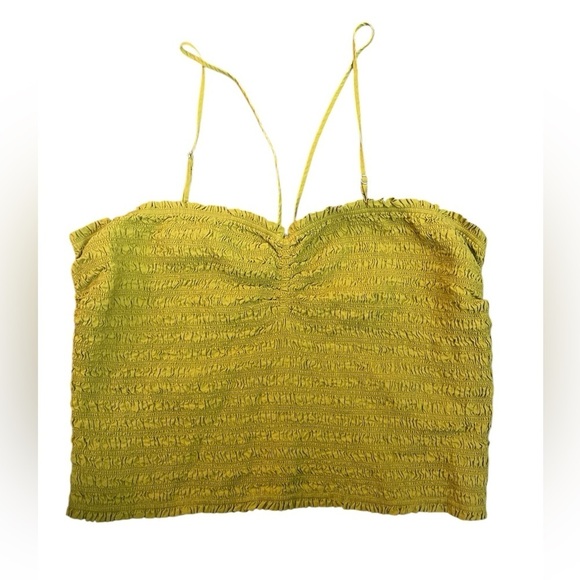 Madewell Smocked Halter Crop Top Size XXL | Citrus Lime 90s Inspired - Picture 2 of 10